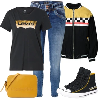 Outfit s Oranžová Dlouhé Šaty/Slim Fit Džíny/Dlouhé Kardigany/Dlouhý Svetr/Taška Přes Rameno/Dlouhý Zimní Kabát/Dlouhá tylová sukně/Doplňek Calvin Klein "Cool vzhled na jaro"