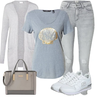 Outfit s Šedá Taška Přes Rameno/Malá Taška river island "Cool vzhled na jaro"