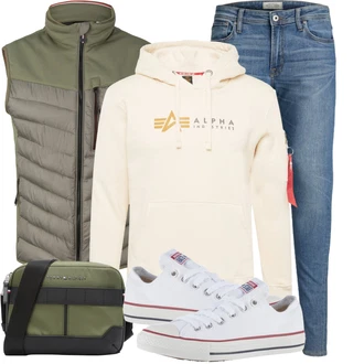 Retro Outfit mit Blau/Hellblau Lederjacke/Slim Fit Jeans/Leder Schuhe/Push up Jeans/Low Rise Jean/Jeans mit Schlitz/Thermojeans/Winterjacke/Schlupfjeans/Knöchelstiefel Jack & Jones "Cooler Look für den Frühling"Look: Uni, Retro, Schlichte, Casual, Nahtlos, Coole, Classic, Disco, Old Money