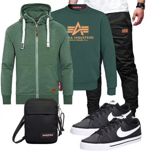 Grün/Dunkelgrün Hoodie Sport Sweatshirt/Ausgefallener Hoodie/Sweatjacke/Strick Hoodie/Kapuzenpullover Yazubi kombinieren