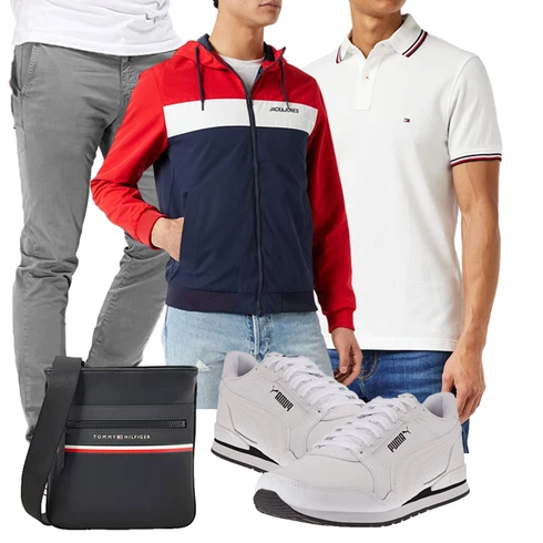 Rot/Hellblau Collegejacke/Kastenjacke/Sommerjacke/Coachjacke/Vintage Jacke/Kapuzenjacke/Windbreaker Jacke/Sportjacke/Segeljacke Jack & Jones kombinieren