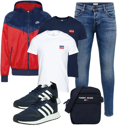 Lang Dunkelblau/Creme/Weiß Shirt-Set/Kurzarm T-Shirt/Shirt/T-Shirt Training/Funktions T-Shirt/Print Shirt/Ausgefallenes T-Shirt levi's ® kombinieren
