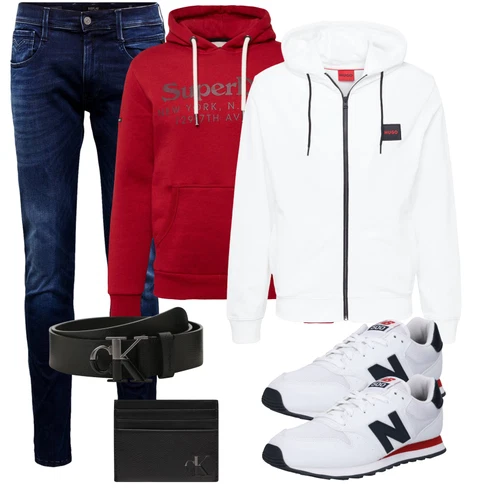 Dunkelblau/Blau/Hellblau Lederjacke/Slim Fit Jeans/Low Rise Jean/Biker Jeans/Leder Schuhe/Winterjacke/Low Waist Jean/Push up Jeans Replay kombinieren mit Schwarz Gürtel Calvin Klein Jeans