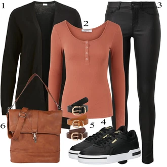 outfit mit Bež/Črna/Zlati/Rjava Sproščeni pas/Klasični pasovi/Usnjeni pas About You "Pokrivalo za pomlad"