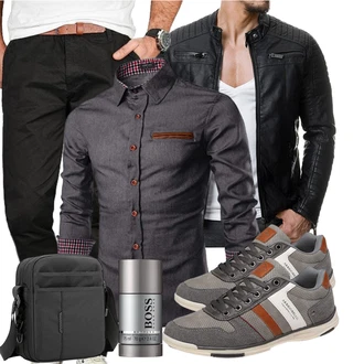 Outfit mit Schwarz Jacke mit Seitlichem Reißverschluss/Motorradjacke/KunstLederjacke/Bikerjacke Redbridge "Elegante Frühlings Outfits"