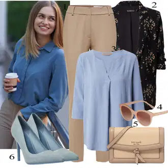 Elegantan Outfit sa Svjetloplava/Plava/Siva 3/4 Bluza/Kožna jakna za muškarce/Elegantna Tunika/Duga Bluza/Tunika A kroja/Tunika Majica/Klasična tunika About You "Tvoj otmjeni outfit"Look: Stil, Preodjeven, Prevelik, Šik, Elegantan, Ured, Transparentan, Mom, Sveučilišna