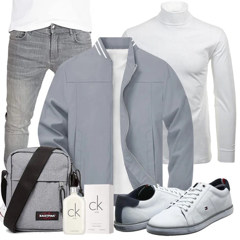 Elegant Jeans Grau/Hellgrau/Hellblau SommerJacke/FliegerJacke/FrühlingsJacke/BomberJacke/UniformJacke/CollegeJacke TACVASEN kombinierenLook: Indoor, Elegant, Classic, Casual, Vintage, Sportlich, Preppy, Büro, Uni, Outdoor, Workwear, Retro