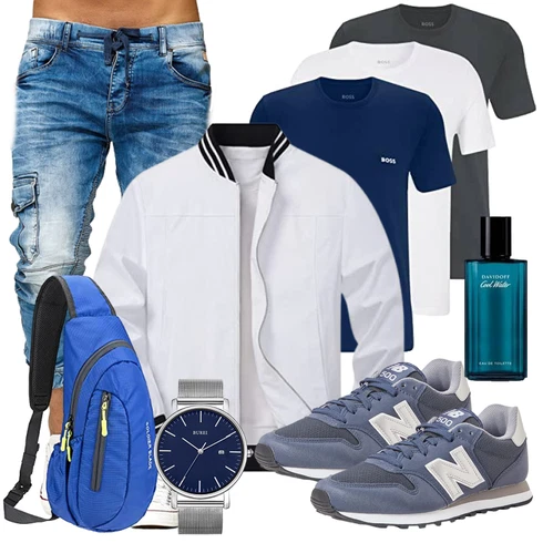 Dunkelblau/Weiß/Creme Frühlingsjacke/Uniformjacke/Sommerjacke/Bomberjacke/Collegejacke TACVASEN kombinieren mit Blau Trachtenmode New Balance