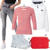 Svetlo siva Kavbojke Visokega Pasu outfiti za dame image