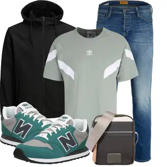 Logoprint Outfit mit Türkis Sneaker New Balance "Freizeit Outfit"