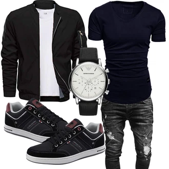 Outfit mit Blau/Schwarz Wintermantel/Winter Parka CASIVENT "Freizeit Outfit"