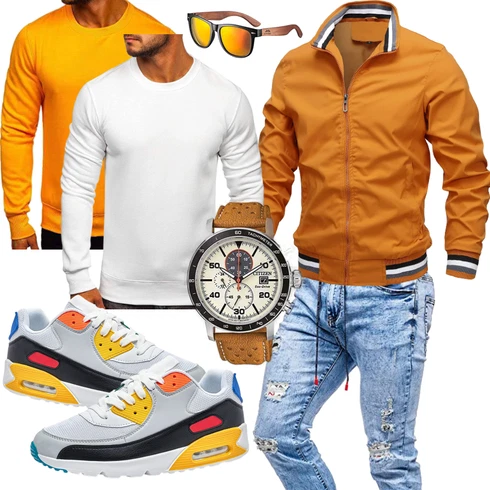 Orange/Gelb/Braun Innenfutter Jacke/CoachJacke/NylonJacke/TrachtenstrickJacke/Vintage Jacke/UniformJacke/BomberJacke/FrühlingsJacke/SommerJacke/CollegeJacke AIEOE kombinieren