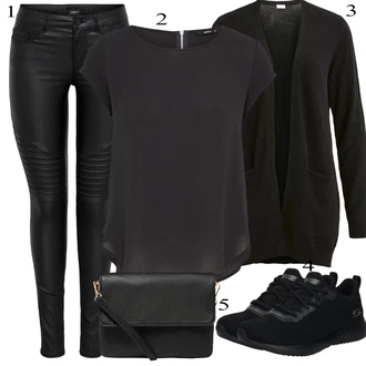 Športne Outfiti Polnejša mit Črna/Temno modra Pletene velika velikost/Pletenina Vila "Pokrivalo za pomlad"