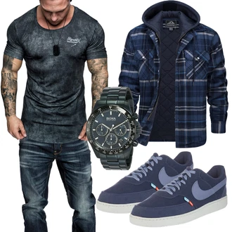 Outfit mit Blau/Dunkelblau/Hellblau Thermo Pullover/2-in-1 Pullover/Winterpullover/Kapuzenpullover/Women's Fleece Sweatshirts/Ausgefallener Hoodie/Sweatjacke/Strick Hoodie KEFITEVD "Freizeit Outfit"