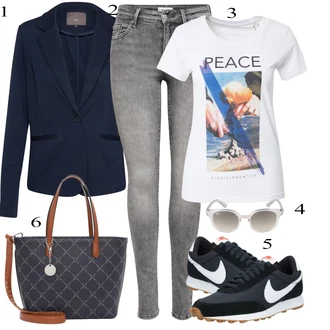 outfit mit Temno Siva/Svetlo Siva/Siva Hlača velika velikost Pajkice Velika Velikost Only "Pokrivalo za pomlad"