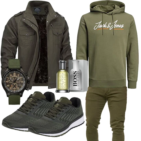 Camouflage Dunkelgrün/Khaki CargoJacke/Bundeswehr Parka/WinterJacke/MilitärJacke/FliegerJacke TACVASEN kombinieren