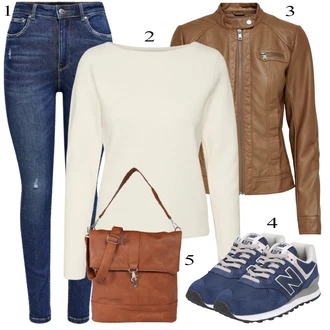 90. leta outfit mit Temno modra/Modra Kavbojke z Razporkom/Usnjena Jakna/Usnjene Čevlje/Zimska jakna/Kavbojke na Poteg/Push up Kavbojke/Kavbojke Visokega Pasu/Kavbojke z Luknjo/Usnjene jakne/Ženske 7/8 Kavbojke/Gležnarji Only "Pokrivalo za pomlad"Look: Stil, 90. leta, Kul, Disko, Francoski, Modernen, Stari denar