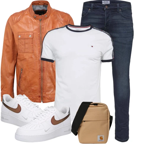 Orange Lederjacke PIONEER kombinieren