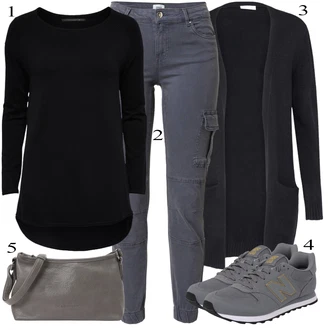 outfit mit Temno Siva/Modra/Khaki/Svetlo Siva/Siva/Temno modra Hlača velika velikost Only "Pokrivalo za pomlad"