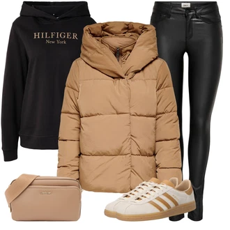 Outfit s Hnědá Dlouhé Šaty/Doplňek/Taška Přes Rameno/Dlouhý Zimní Kabát/Dlouhé Kardigany/Dlouhá tylová sukně Calvin Klein "Jarní outfit"