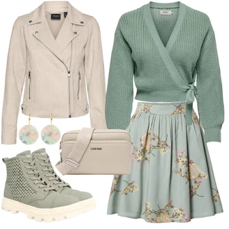 Trendový Outfit s Tmavě zelená/Khaki Šněrovací Kozačka/Veganská Bota/Teniska Zimní Tenisky/Nepromokavá Bota/Letní Tenisky/Bojová Bota/Venkovní bota tt. bagatt "Jarní outfit"Look: Unisex, Trendový, Military, Armáda