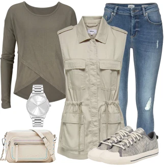 Skládací Outfit s Šedá/Stříbrný/Žlutá Náramkové hodinky/Řetízkové hodinky Tamaris "Jarní outfit"
