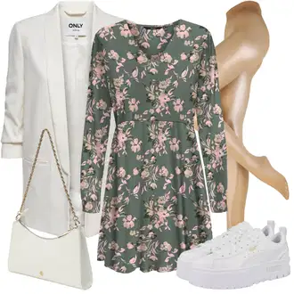 Outfit s Šedá/Béžová Taška Přes Rameno/Doplňek/Dlouhé Kardigany/Dlouhá tylová sukně/Dlouhý Zimní Kabát/Dlouhé Šaty Call it Spring "Jarní outfit"