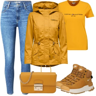 Outfit s Žlutá/Hnědá Teniska Zimní Tenisky/Trekingová Bota/Nepromokavá Bota/Vodotěsná outdoorová Bota Nike Sportswear "Jarní outfit"