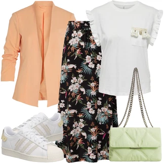 Outfity pro zábavu Hippie s Černá/Vícebarevný/Hnědá/Červená Vintage sukně maxi/Maxi sukně/Sukně s potiskem/Slavnostní Maxi Sukně/Sukně S Květinovým Vzorem/Dlouhá Sukně About You "Jarní outfit"Look: Boho, Elegantní, Hippie, Mom, Krásný, Old Money, Romantický, Retro