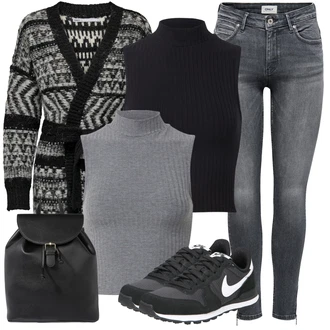 Outfit s Černá/Hnědá/Žlutá Pletený Oděv Svetr boucle/Svetr kroj/Svetr s podšívkou/Dlouhé Kardigany/Vintage svetr/Zimní svetr/Vlněný kardigán/Zavinovací svetr Only "Jarní outfit"