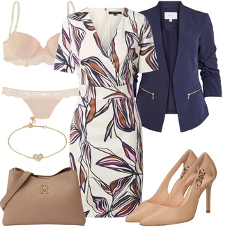 Outfit sa Bijela/Pink/Crvena/Ljubičasta Bluza Haljina/Haljina matični ured svat/Ležerna Haljina/Ljetna Haljina/Haljina S Printom/Omotna Haljina/Pamučna haljina/Platnena Haljina/Haljina za vjenčanje Comma "Krasni outfit za ured"