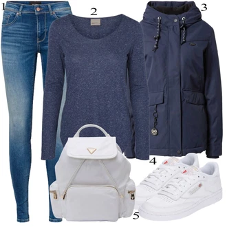 outfit mit Modra/Svetlo modra Jeggings/Jeans Pajkice/Skinny Hlače VERO MODA "Pokrivalo za pomlad"