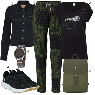 Fotbal Outfit s Hnědá/Tmavě šedá/Žlutá/Červená/Modrá/Tmavě zelená/Šedá Řetízkové hodinky Tommy Hilfiger "Módní jarní outfit"Look: Kriket, Fotbal, Tenis