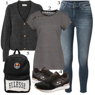 Outfity pro sport Plnější Postavou s Černá/Tmavě šedá/Šedá/Světle šedá Pletenina veľkej veľkosti Only "Módní jarní outfit"