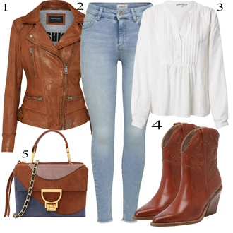 Biker outfit mit Rjava/Temno rjava/Roza Vintage Usnjena Jakna/Jesenska jakna/Motoristična jakna/Jakna iz Umetnega Usnja/Usnjena Bomber Jakna/Usnjena Jakna/Pomladna jakna Oakwood "Pokrivalo za pomlad"