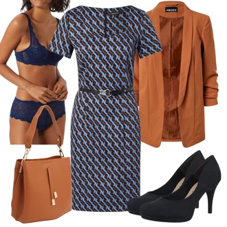 Outfit sa Plava/Tamnoplava Gaćice bez prepona/Gaćica & tanga/Klasične gaćice/Futrola za Suknju/Brazilski Slip TRIUMPH "Moderni outfit za ured"