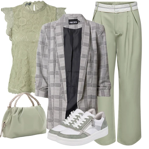 Kombinace Khaki/Tmavě Zelená/Zelená/Světle Zelená Kalhoty s Vysokým Pasem/Mušelínové kalhoty/Paperbag Kalhoty/Široká Kalhoty Only