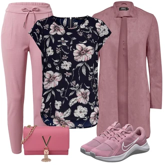 Květinová Moc Outfit s Tmavě modrá/Růžová/Modrá Halenka Móda Pro Plnoštíhlou/Halenka a Tunika Tunika/Tričko & Top Móda Pro Plnoštíhlé Only "Módní jarní outfit"