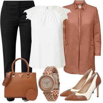 Outfit s Hnědá/Červená/Béžová Přechodový Kabát/Vintage Kabát/Vlněný Kabát/Lehký Kabát/Kabát Tří Čtvrtě Délky/Vlněný Kabát/Letní Kabát/Midi Kabát/Kašmírový Kabát/Lodenový Kabát/Scuba Kabát/Kabát s Úzkým Střihem Only "Módní jarní outfit"