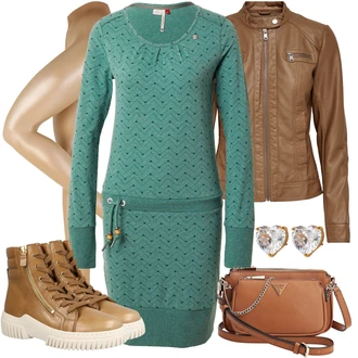 Outfit s Hnědá Kozačka Šněrovací Kotníková Bota Gabor "Módní jarní outfit"