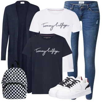 Outfit s Tmavě modrá Pletenina veľkej veľkosti/Šaty Móda Pro Plnoštíhlou Vila "Módní jarní outfit"