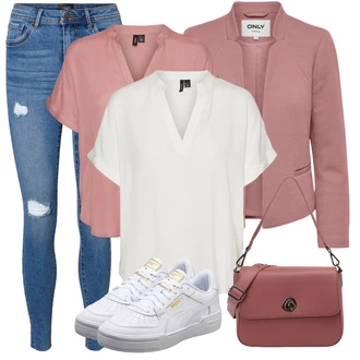 Dlouhé Outfit s Růžová/Fialová/Hnědá Neformální Sako/Kožená bunda/Kožená bunda pro muže/Pletený Sako/Blůzové Sako/Krátké Sako/Blejzrové Bund/Elegantní Sako/Bavlněný Sako/Teplákový blejzr/Kožená Pánská Bund Only "Módní jarní outfit"