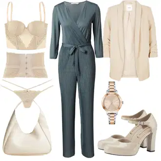 Bez Ramínek Outfit s Béžová/Bílá/Růžová/Krémová Korselet/Podprsenka Korzet pod prsa Lascana "Módní jarní outfit"