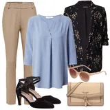 Hnědé, Modré Jersejové Blůzy Outfity image