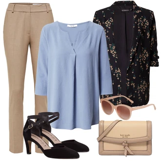 Outfit s Světle Modrá/Šedá/Modrá Tunikové Tričko/Klasická tunika/Halenka S 3/4 Rukávem/Elegantní Tunika/Dlouhá Halenka/Tunika ve tvaru A/Kožená bunda pro muže About You "Módní jarní outfit"