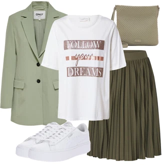 Outfit sa Siva Ležerna majica Cartoon "Odličan Look Za Proljeće"