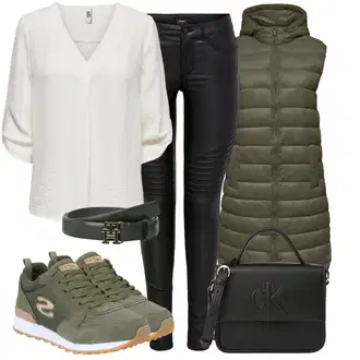 Outfit sa Bijela/Krem/Bež Košulja od muslina/Košulja s Bluzom JdY "Odličan look za proljeće"