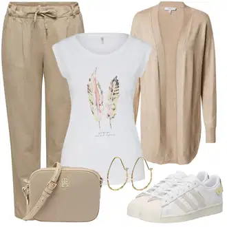 Outfit sa Bež/Kaki Hlače od muslina/Carrot Hlače/Chino Hlače/Paperbag Hlača/Naborane hlače/Lanene Hlače/Ležerna Hlača/Boyfriend Hlače Only "Odličan za slobodno vrijeme"