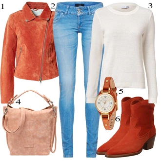 outfit mit Oranžna/Bela/Krem/Rdeča Fini Pleteni Pulover/Pulover Carmen/Osnovni Pulover/Volnen Pulover/Pulover iz Kašmirja/Preprost Pulover/Termo Pulover/Pleteni Pulover/Pulover z Okroglim Izrezom Vila "Pokrivalo za pomlad"