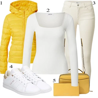 outfit mit Bež/Bela/Khaki Usnjena Jakna/Motoristične Kavbojke/Kavbojke z Razporkom/Kavbojka z Nizkim Pasom/Kavbojka z Nizkim Pasom/Push up Kavbojke/Ozke Kavbojke/Usnjene Čevlje/Termodžinsi Only "Pokrivalo za pomlad"